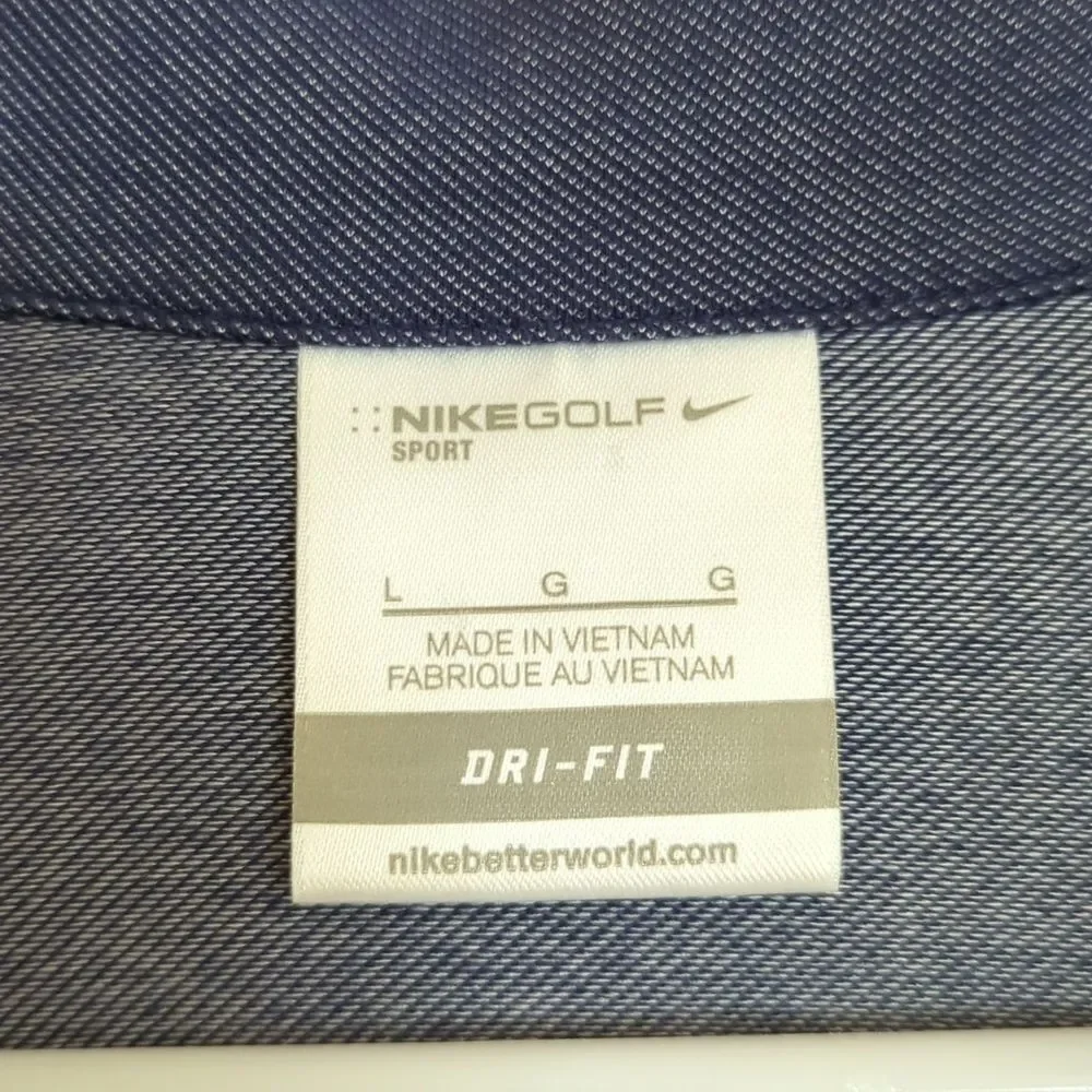 Nike Golf Sport Dark Blue Button Down 3/4 Sleeve Polo Shirt - Size L